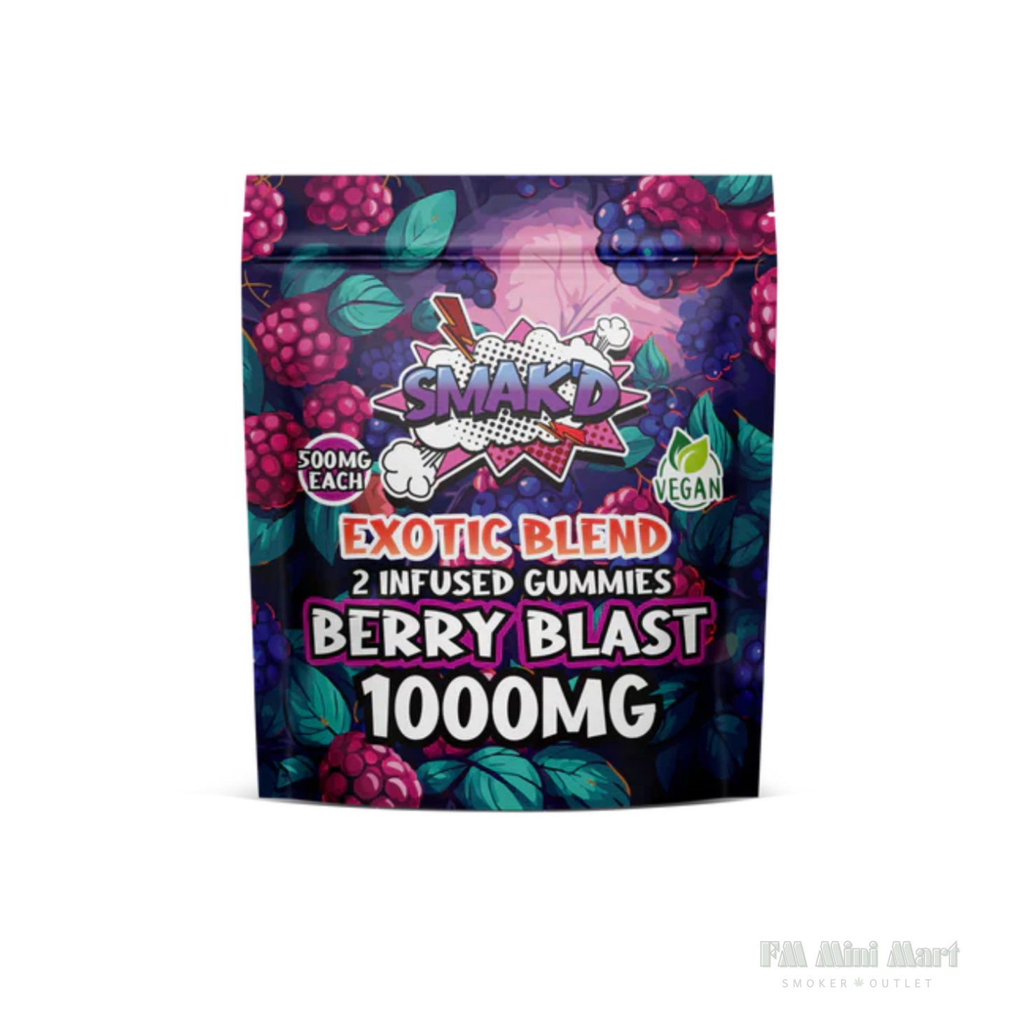 Smak'd Exotic Blend THC Infused Gummies I 1,000mg | 2 PC