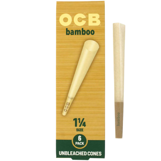 OCB Bamboo Pre-Rolled Cones | 1 1/4 Size | Unbleached