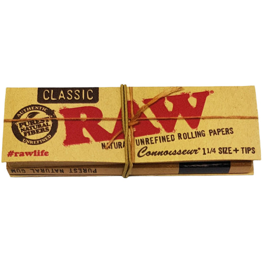 RAW Connoisseur Rolling Papers + Tips | 1-1/4 in