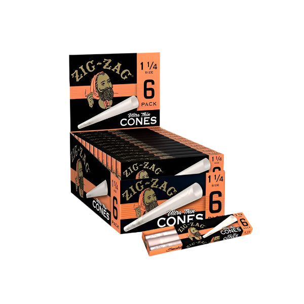 Zig Zag 1 1/4 Pre-Rolled Cones | 6 Per Pack | 24 Packs Per Box