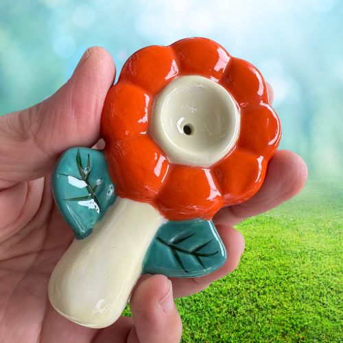 Wacky Bowlz Ceramic Pipe – Hand-Painted, Compact, Portable 3.5” Smoking Pipe | Flower