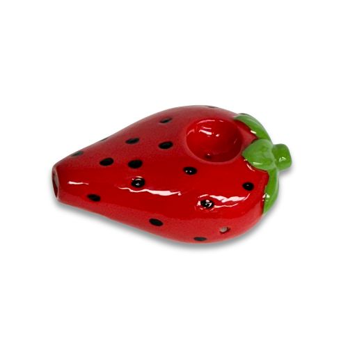 Wacky Bowlz Ceramic Pipe – Hand-Painted, Compact, Portable 3.5” Smoking Pipe | Strawberry