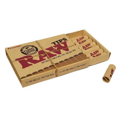 RAW Pre-rolled Tips Authentic - 21 Tips | Unbleached