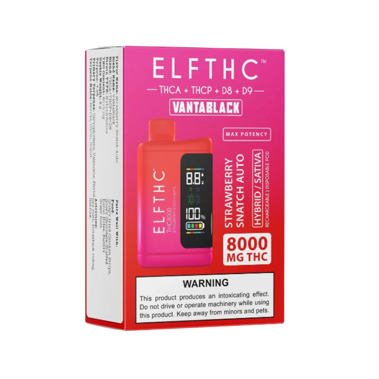 ELFTHC - VANTABLACK Blend Vape Pen - 8000mg THC Hybrid / Sativa