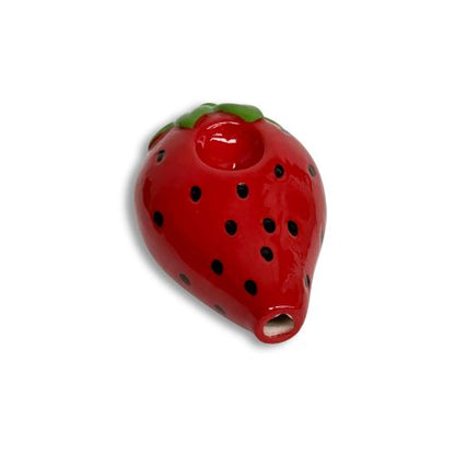 Wacky Bowlz Ceramic Pipe – Hand-Painted, Compact, Portable 3.5” Smoking Pipe | Strawberry